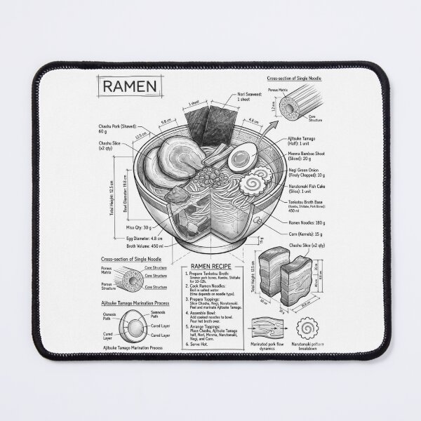 Item preview, Japanese Bowl of Ramen - Cross-section Isometric Drawing designed and sold by Rhu Creations.