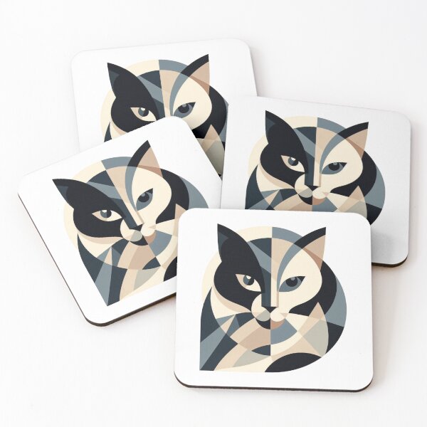 Item preview, Abstract Geometric Cat Cubist Portrait Art designed and sold by AlxVel.