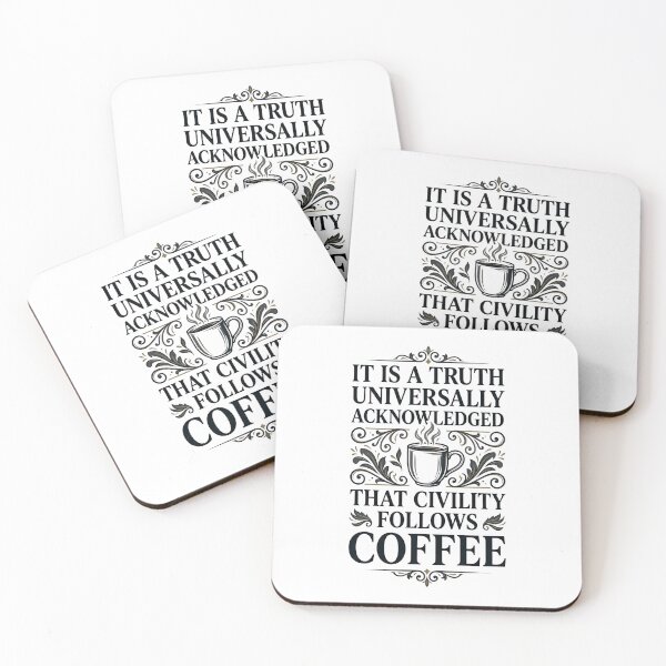 Item preview, Pride and Prejudice Civility Follows Coffee Jane Austen designed and sold by Fenay Designs.