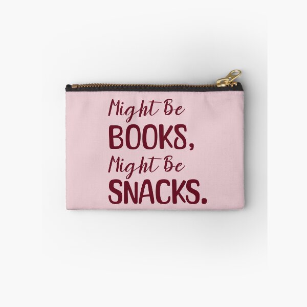 Item preview, Might Be Books, Might be Snacks quote: Daily Cotton Canvas, Girly Bookworm, Trendy Reader Present designed and sold by MakitoDesign.