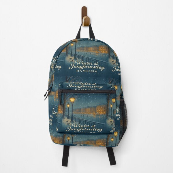 Item preview, Winter at Jungfernstieg Hamburg – Snowy Lake Alster Vintage Travel Poster Art designed and sold by Globalcitytees.