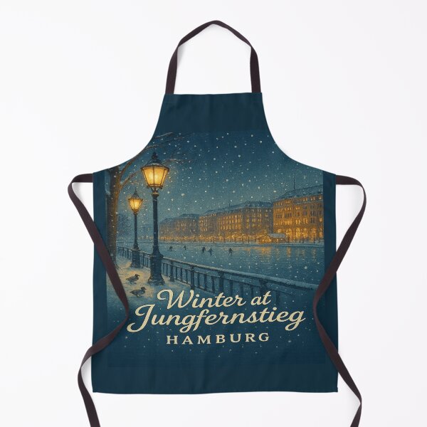 Item preview, Winter at Jungfernstieg Hamburg – Snowy Lake Alster Vintage Travel Poster Art designed and sold by Globalcitytees.