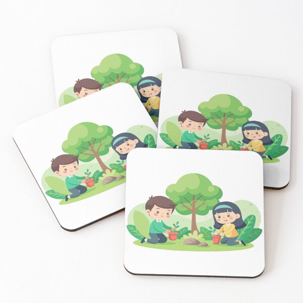 Item preview, Little Gardeners Planting Trees Illustration designed and sold by Jirada.