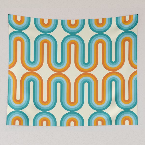 Item preview, Retro Mid Century Modern - Turquoise blue and Orange designed and sold by JMgraphic.