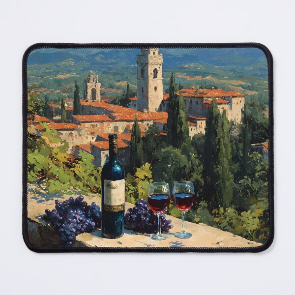 Item preview, Tuscan Terrace with Red Wine and Vineyard View Oil Style designed and sold by daila70.
