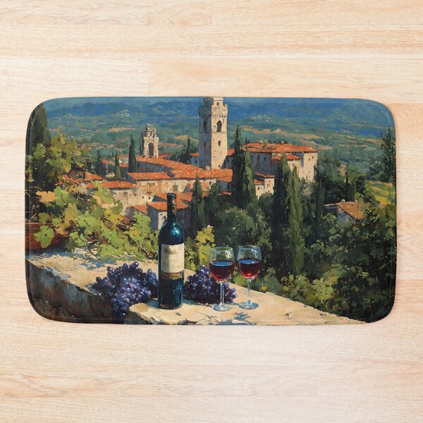 Item preview, Tuscan Terrace with Red Wine and Vineyard View Oil Style designed and sold by daila70.