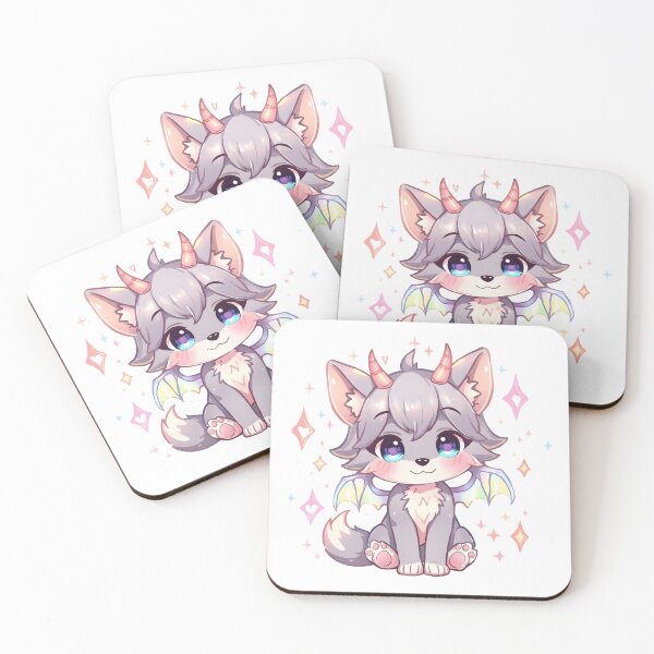 Item preview, Pastel Demon Fox – Cute Kawaii Fantasy Bat Wing Creature designed and sold by Kavya Art.