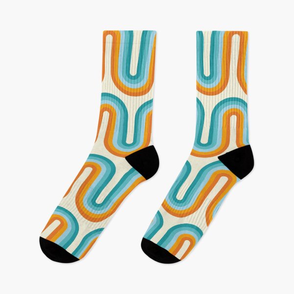 Item preview, Retro MCM Wave Pattern  - Turquoise blue and Orange designed and sold by JMgraphic.