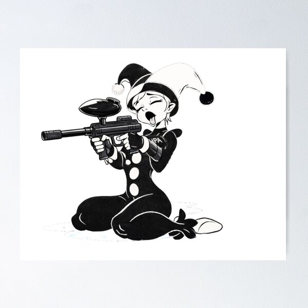 Item preview, Retro vintage harlequin playing paintball designed and sold by PaintballCrew.