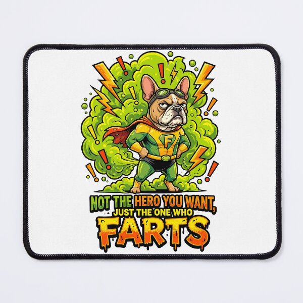 Item preview, Grumpy French Bulldog Hero With Green Toxic Fart Clouds designed and sold by Tong4130.