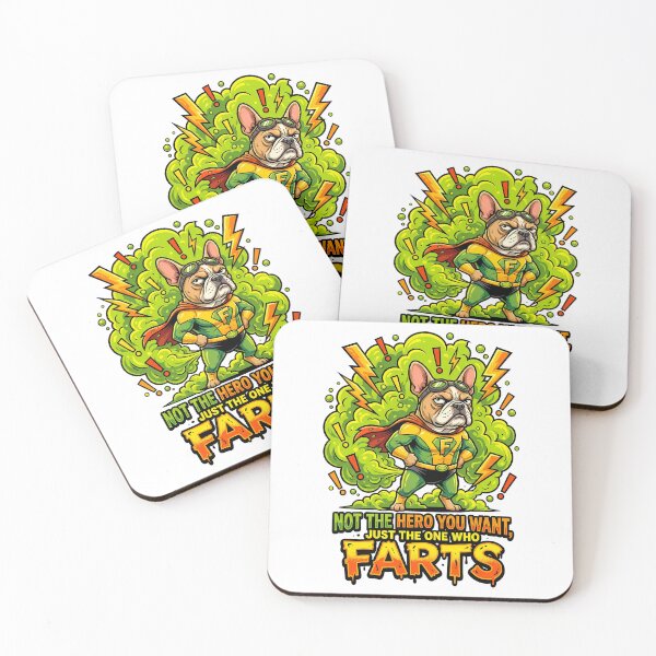 Item preview, Grumpy French Bulldog Hero With Green Toxic Fart Clouds designed and sold by Tong4130.
