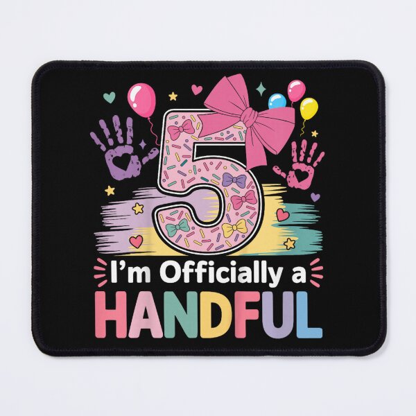 Item preview, I Am Officially A Handful 5th Birthday Girl Pink Bow Donut designed and sold by MauriLifton.