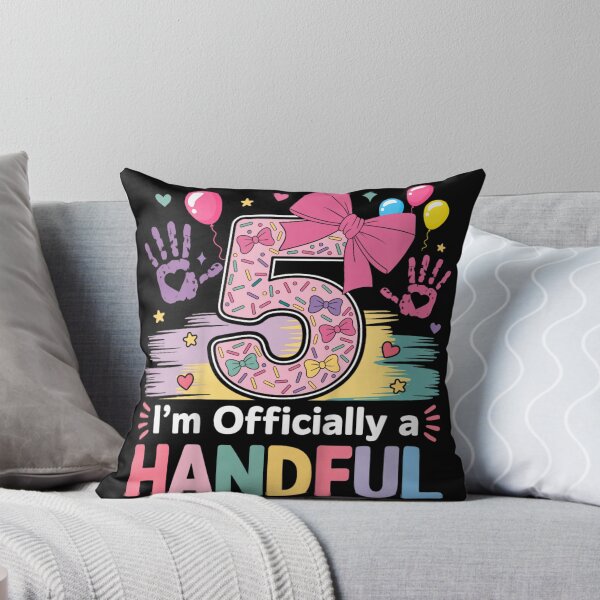 Item preview, I Am Officially A Handful 5th Birthday Girl Pink Bow Donut designed and sold by MauriLifton.