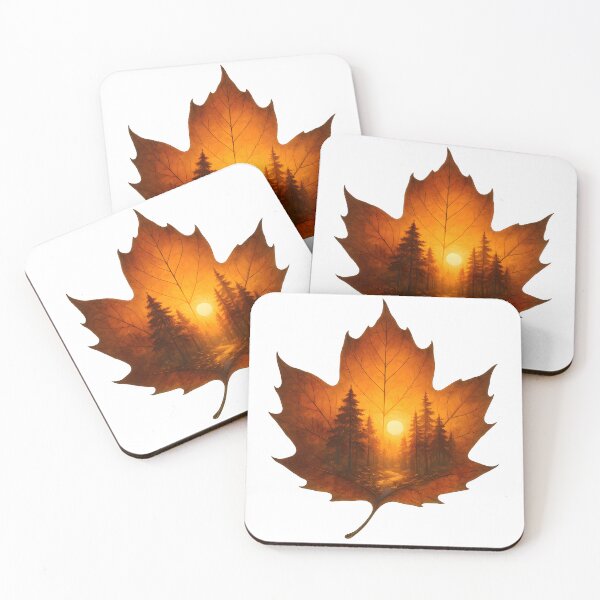 Item preview, Autumn Forest Sunset Within a Leaf designed and sold by Yomere.