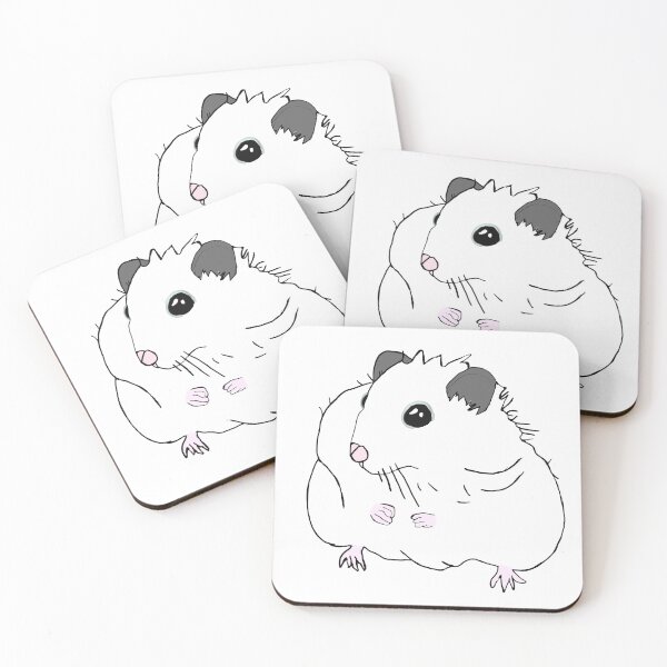 Item preview, Cute Fluffy White Hamster with Blue Eyes Adorable Kawaii Pet Animal Art designed and sold by Najomiartstudio.