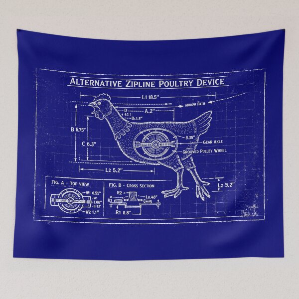 Item preview, Alternative Zipline Poultry Device Vintage Blueprint designed and sold by agearb.