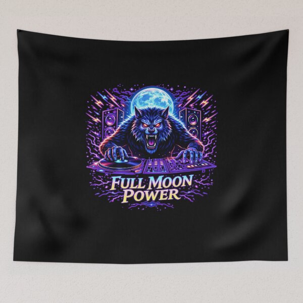Item preview, Full Moon Power – Werewolf DJ Neon Rave designed and sold by leyfinder.