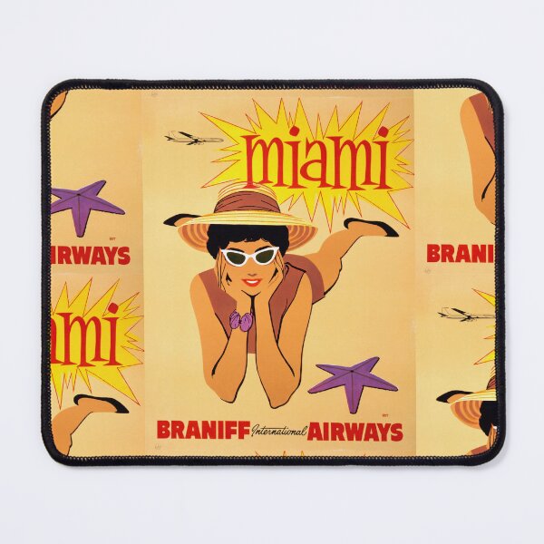 Item preview, Vintage Miami Travel Poster | Braniff International Airways | Mid-Century Modern Art | Retro Air Travel Decor | Tropical Vacation Vibes designed and sold by artofuniverse.