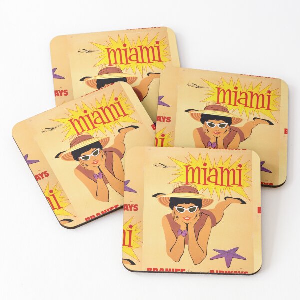Item preview, Vintage Miami Travel Poster | Braniff International Airways | Mid-Century Modern Art | Retro Air Travel Decor | Tropical Vacation Vibes designed and sold by artofuniverse.