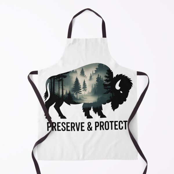 Item preview, Preserve & Protect Nature Double Exposure Bison Silhouette Trees Forest Save the Environment Climate Change Wilderness Hiking Camping designed and sold by ArcticFoxStudio.