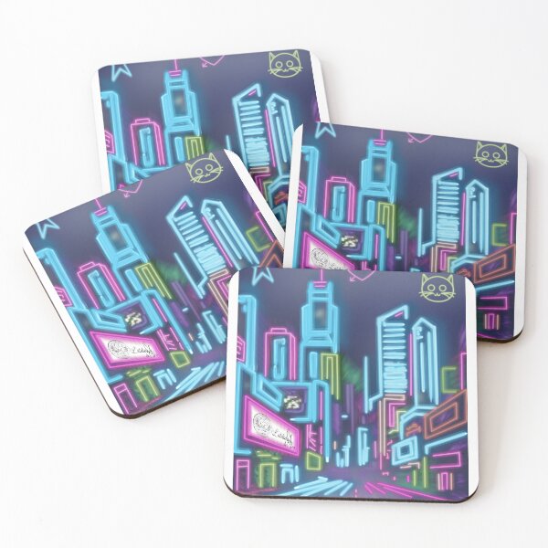 Item preview, Electric Night: Neon Metropolis and Cyberpunk Cat designed and sold by LatelierDeCleo.