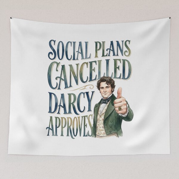 Item preview, Social Plans Cancelled Darcy Approves Watercolor Jane Austen designed and sold by Fenay Designs.