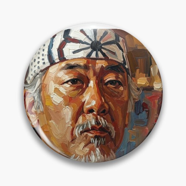 Item preview, The Way of the Master: Pat Morita Miyagi Earth-Tone Impasto Portrait designed and sold by Art's Diner.