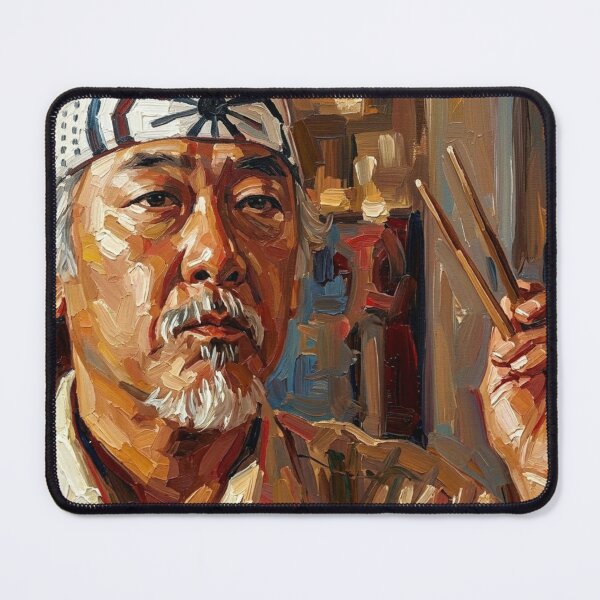 Item preview, The Way of the Master: Pat Morita Miyagi Earth-Tone Impasto Portrait designed and sold by Art's Diner.
