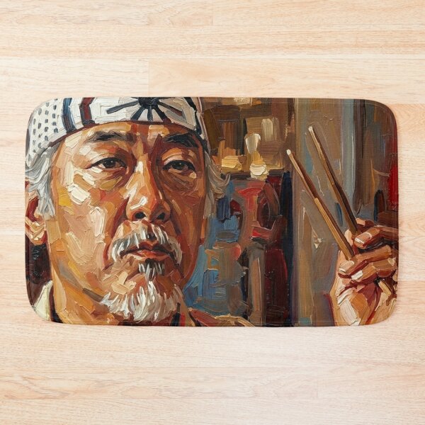 Item preview, The Way of the Master: Pat Morita Miyagi Earth-Tone Impasto Portrait designed and sold by Art's Diner.