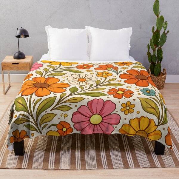 Item preview, Retro 70s Floral Pattern – Groovy Orange & Yellow Daisy Flower Power Seamless Vintage Botanical Design designed and sold by Lu7u.