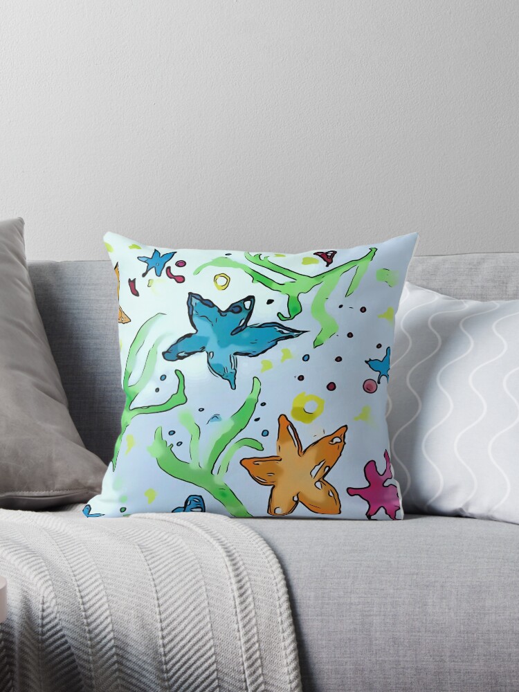 ‘Summer by the sea’ Throw Pillow by sspellmancann