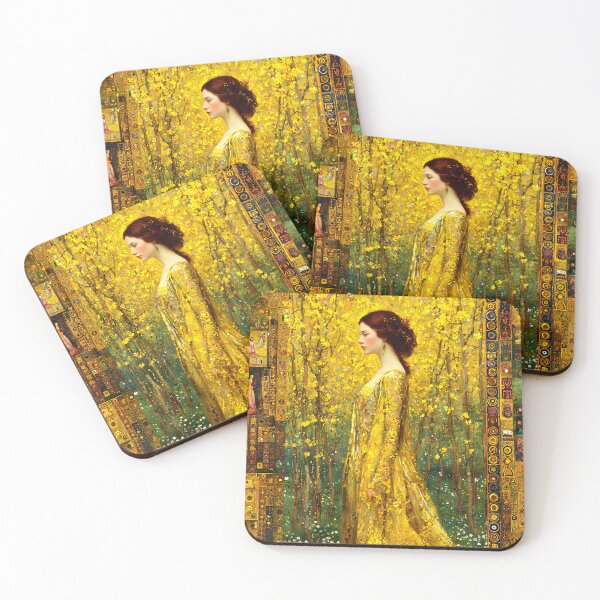 Item preview, Lady of Spring | Golden Art Nouveau Goddess designed and sold by Stoneflower-Art.