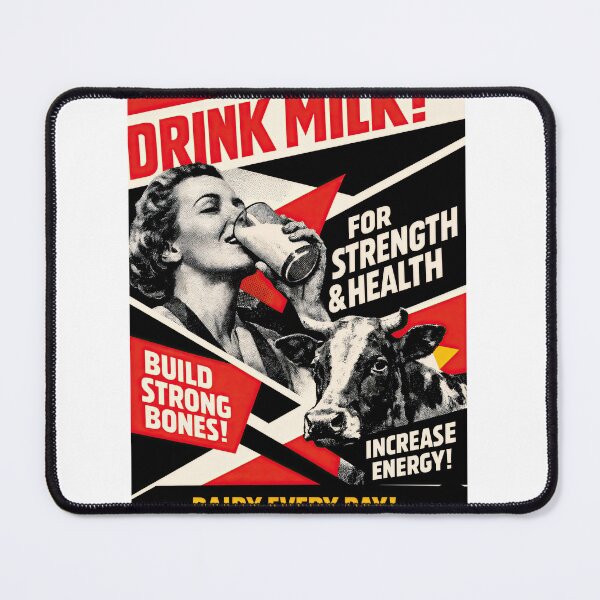 Item preview, Drink Milk! – Retro Strength & Health Poster designed and sold by ForeverPrintsOK.