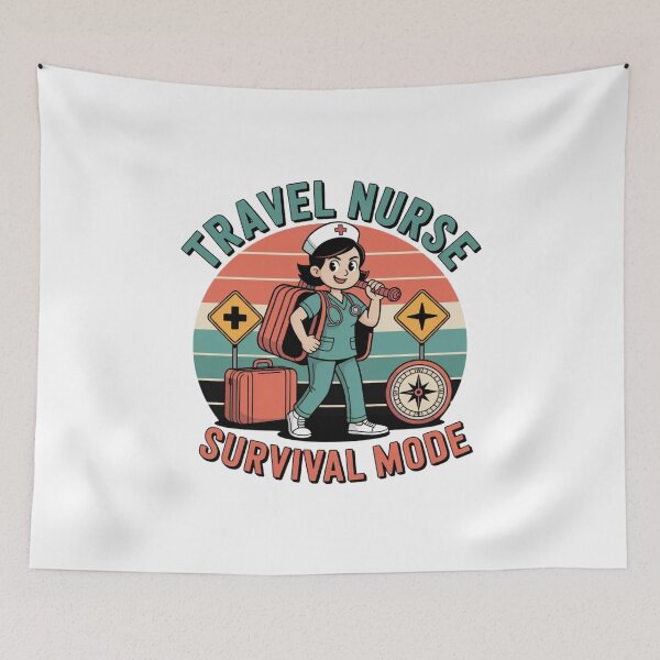 Item preview, Travel Nurse Survival Mode – ICU Night Shift Nurse Superhero Design designed and sold by HubCreates.