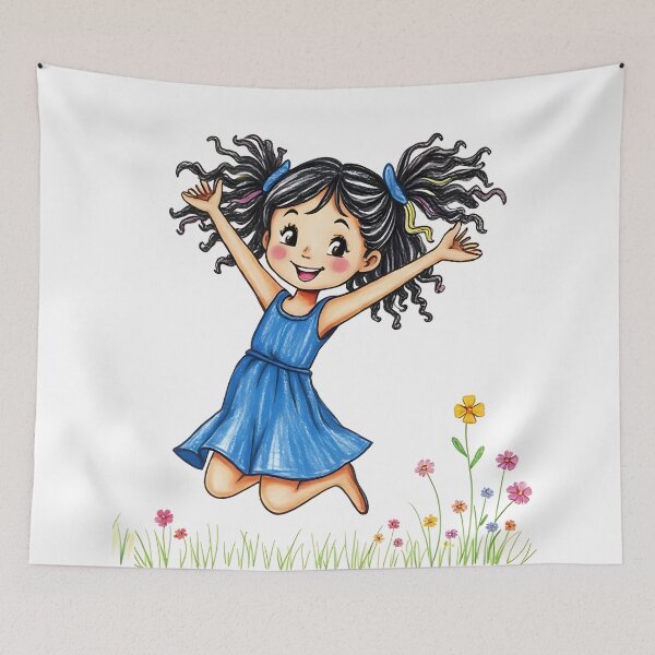 Item preview, Jumping Girl Original Art | Colorful Pencil-Style  designed and sold by CamirCreations.
