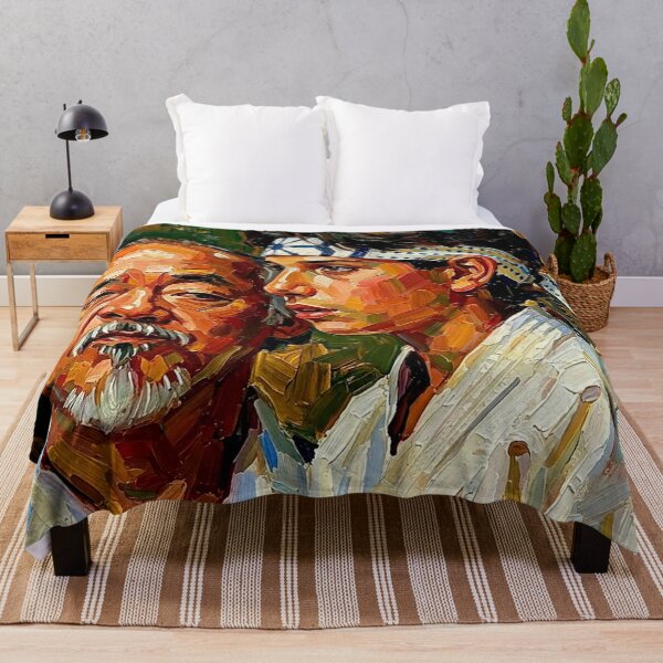 Item preview, The Bond of Balance: Miyagi & Daniel-San Heavy Impasto Portrait designed and sold by Art's Diner.