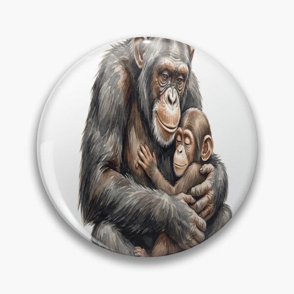 Item preview, Emotional Monkey Father and Son Hug - Cute Baby Chimp Art designed and sold by zakman02.