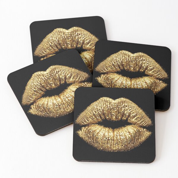 Item preview, Golden Sparkle Lips: Luxury Glitter Lipstick Kiss designed and sold by Sybille-Yates.