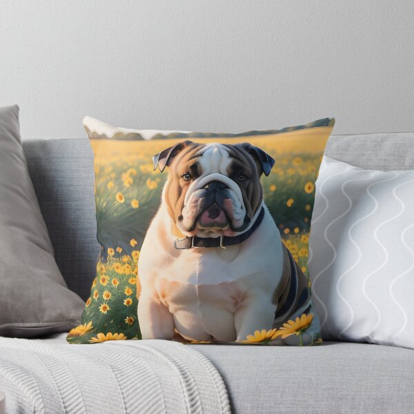 Item preview, English Bulldog in Sweeping Sunflower Field Golden Hour designed and sold by CanineCourier.