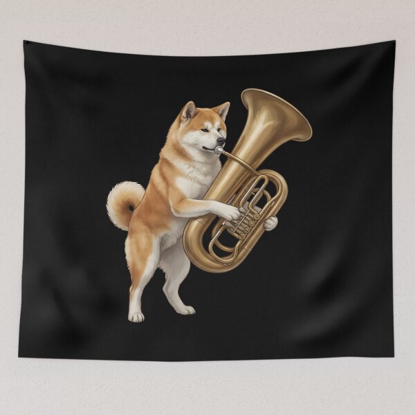 Item preview, Akita Playing Tuba Player Tubaist Dog Lover designed and sold by DoodleTortle.