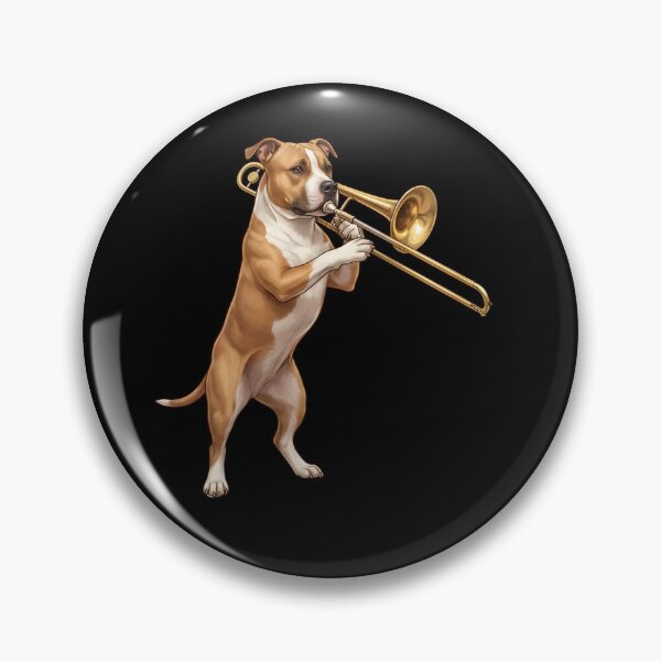 Item preview, American Staffordshire Terrier Playing Trombone Player Trombonist Dog Lover designed and sold by DoodleTortle.