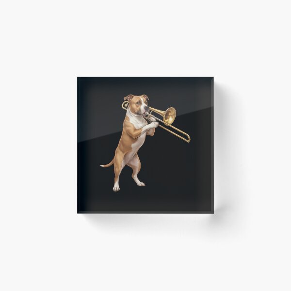 Item preview, American Staffordshire Terrier Playing Trombone Player Trombonist Dog Lover designed and sold by DoodleTortle.