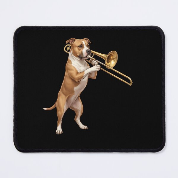 Item preview, American Staffordshire Terrier Playing Trombone Player Trombonist Dog Lover designed and sold by DoodleTortle.