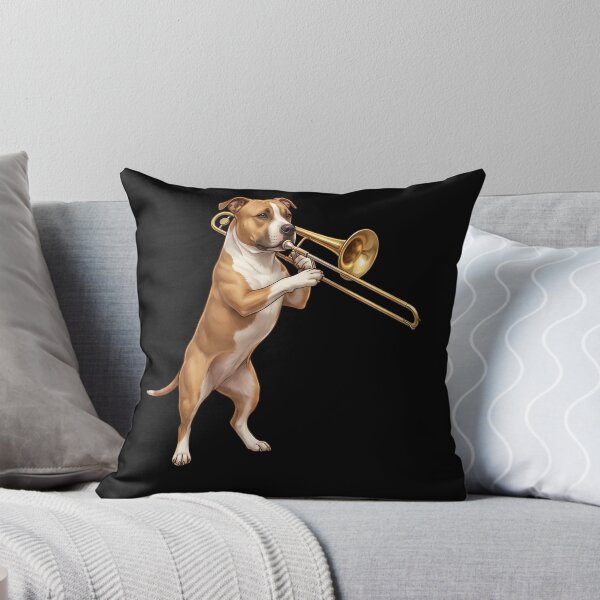 Item preview, American Staffordshire Terrier Playing Trombone Player Trombonist Dog Lover designed and sold by DoodleTortle.