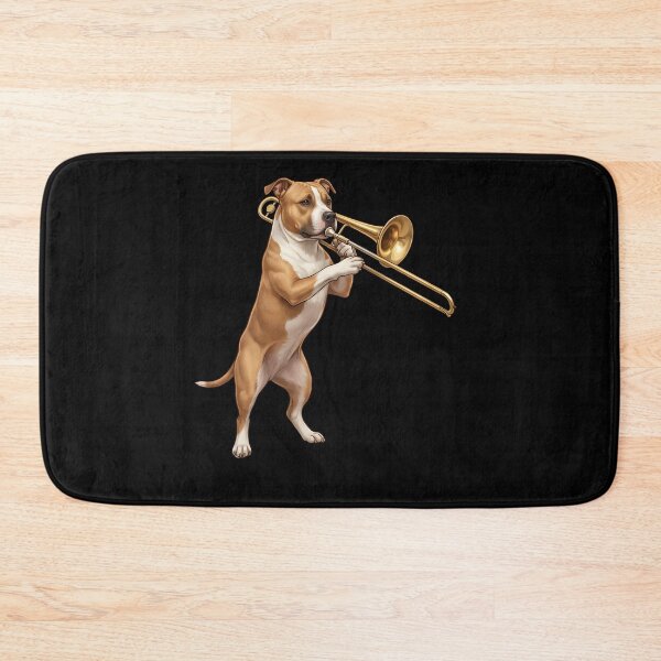 Item preview, American Staffordshire Terrier Playing Trombone Player Trombonist Dog Lover designed and sold by DoodleTortle.