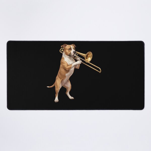 Item preview, American Staffordshire Terrier Playing Trombone Player Trombonist Dog Lover designed and sold by DoodleTortle.