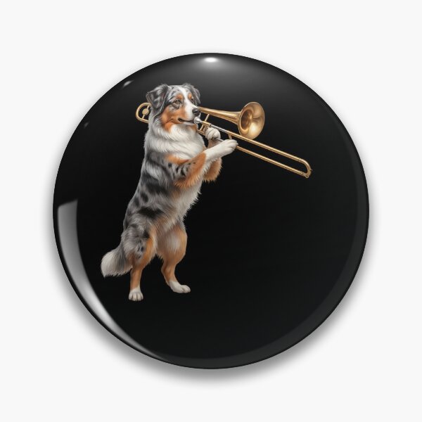 Item preview, Australian Shepherd Playing Trombone Player Trombonist Dog Lover designed and sold by DoodleTortle.
