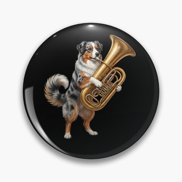Item preview, Australian Shepherd Playing Tuba Player Tubaist Dog Lover designed and sold by DoodleTortle.