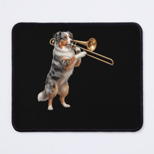 Item preview, Australian Shepherd Playing Trombone Player Trombonist Dog Lover designed and sold by DoodleTortle.