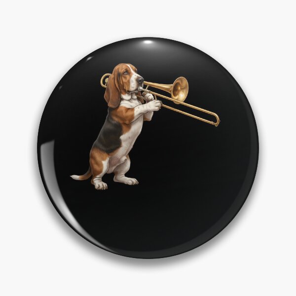 Item preview, Basset Hound Playing Trombone Player Trombonist Dog Lover designed and sold by DoodleTortle.